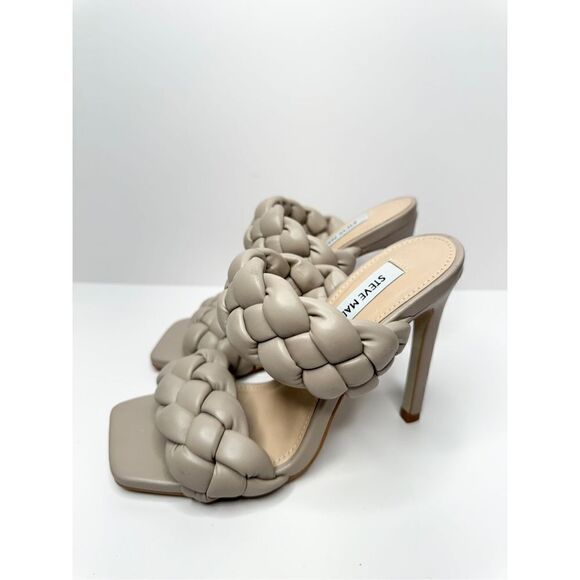 Steve Madden Sandals Womens 5.5 Tan Kenley Citron Braided Open Toe High Heel‎ - Picture 3 of 10